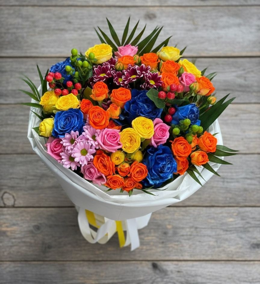 Букет цветов из: Розы и Хризантемы в Темижбекской