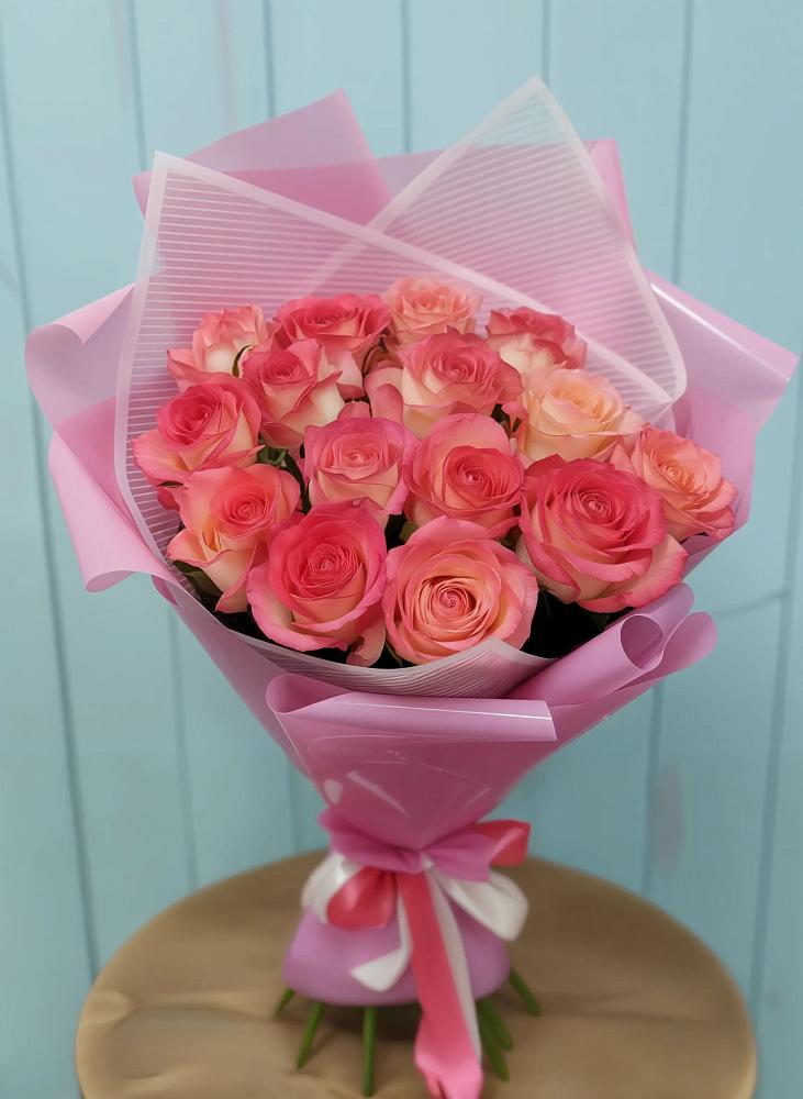 Букет 15 Розовых роз Равель в Темижбекской