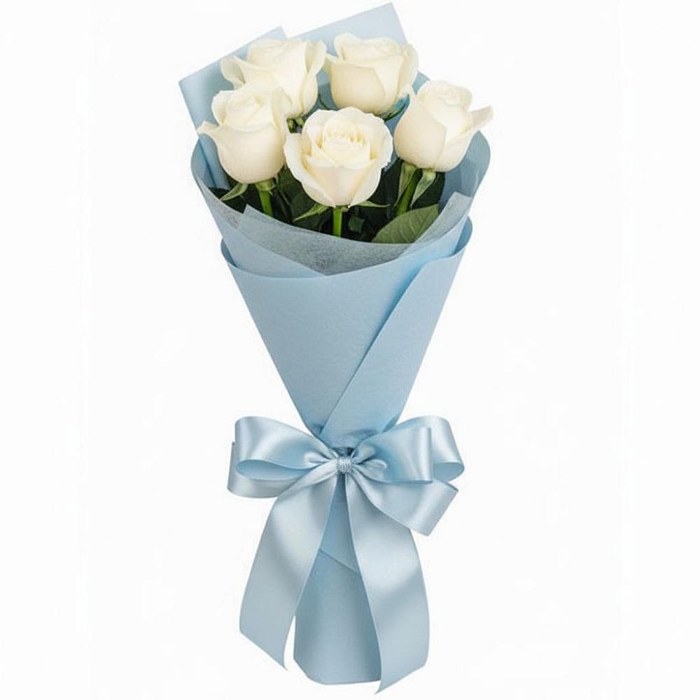 Букет 5 Белых роз Проуд в Темижбекской