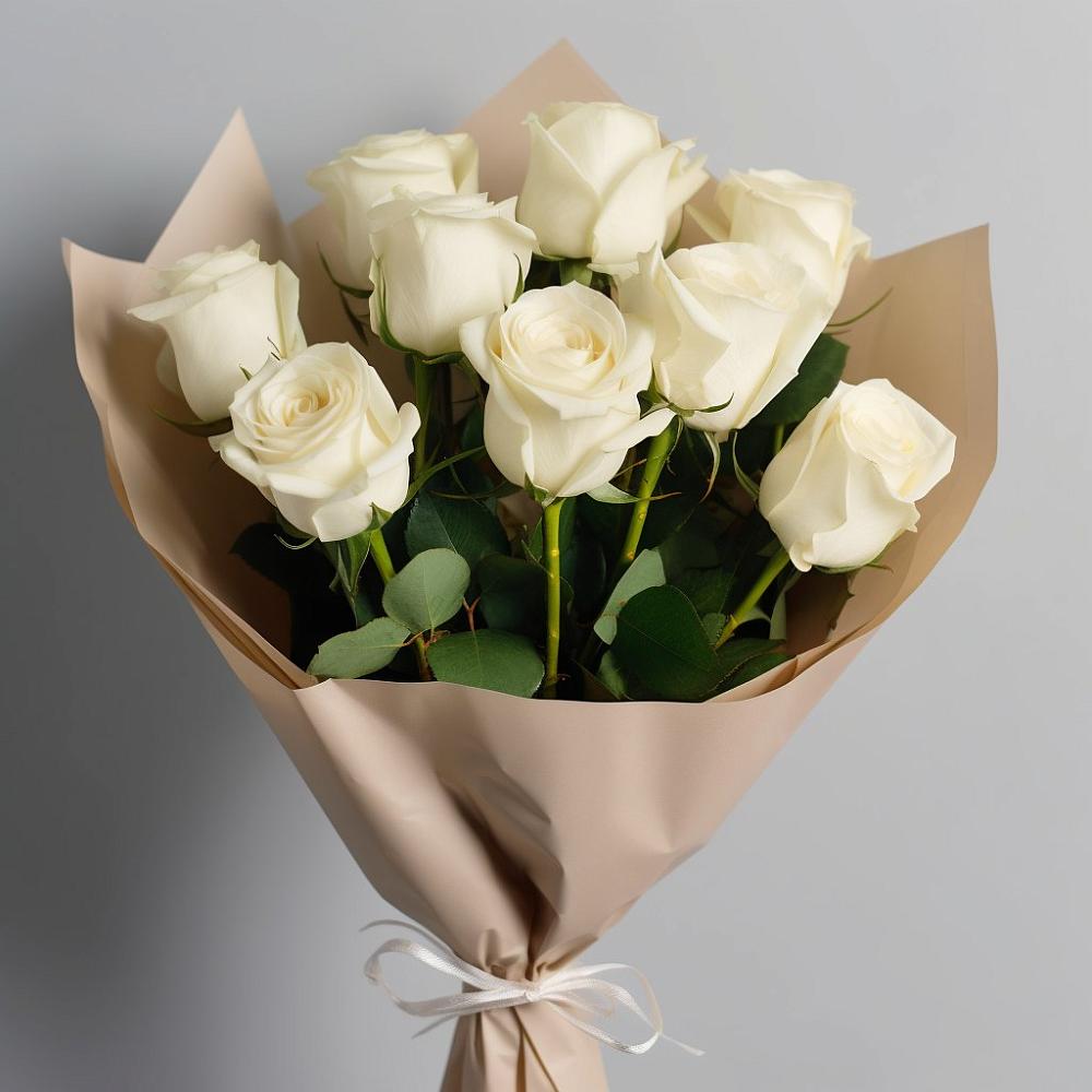 Букет 9 Белых роз Эдлесс Лав в Темижбекской