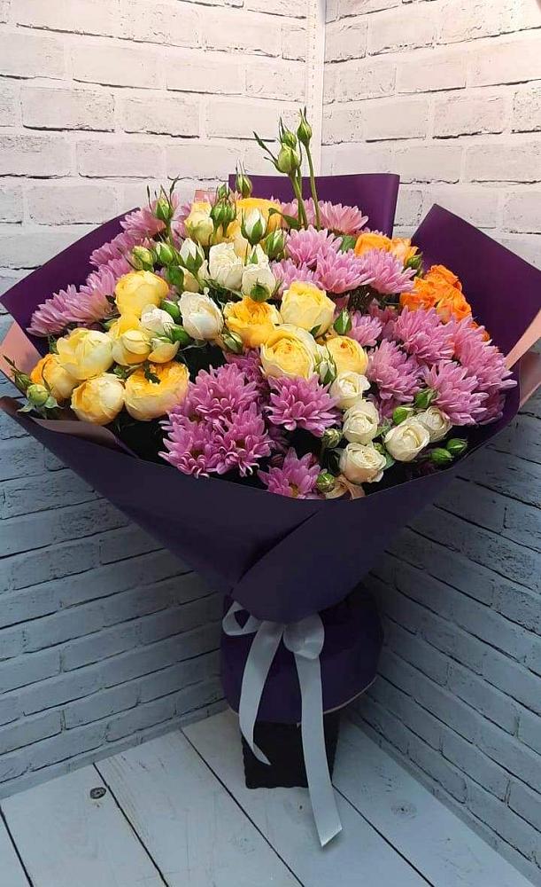Букет цветов из: Хризантемы и Розы в Темижбекской