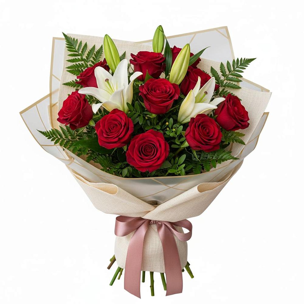 Букет цветов из: Лилии и Розы в Темижбекской