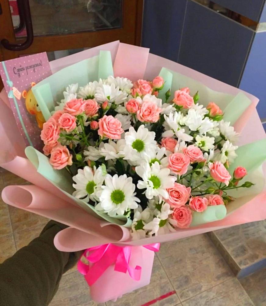 Букет цветов из: Розы и Хризантемы в Темижбекской