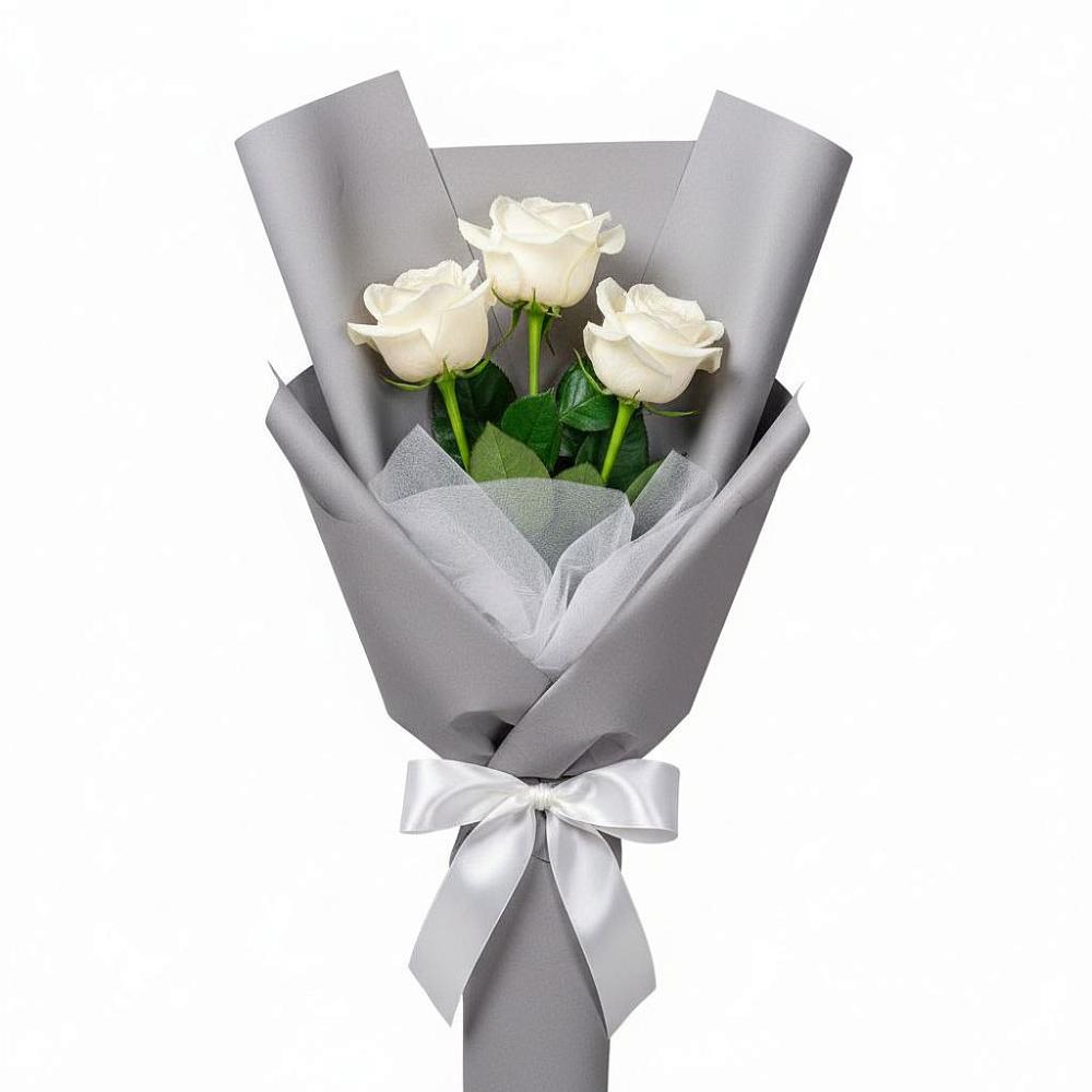 Букет 3 белые розы в Темижбекской