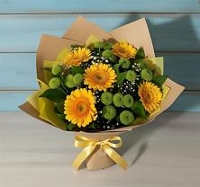 Букет цветов из:  Герберы и Хризантемы в Темижбекской