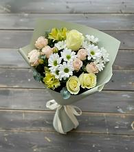 Букет цветов из:  Альстромерии, Розы и Хризантемы в Темижбекской
