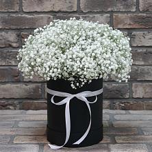 Цветочная композиция из Гипсофила в шляпной коробке в Темижбекской